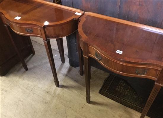 Pair of mahogany demi lune side tables